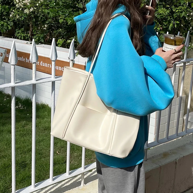 Large Capacity PU Leather Shoulder Bag Women Tote Shopping Travel Bolsa