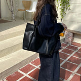 Large Capacity PU Leather Shoulder Bag Women Tote Shopping Travel Bolsa