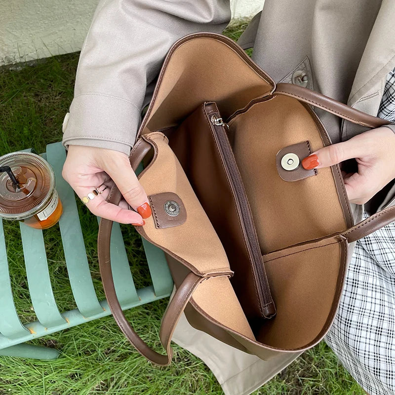 Large Capacity PU Leather Shoulder Bag Women Tote Shopping Travel Bolsa