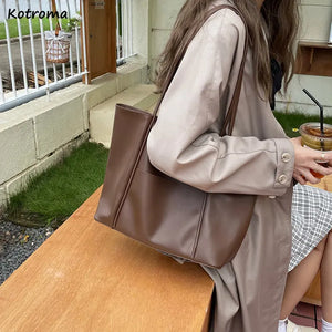 Large Capacity PU Leather Shoulder Bag Women Tote Shopping Travel Bolsa