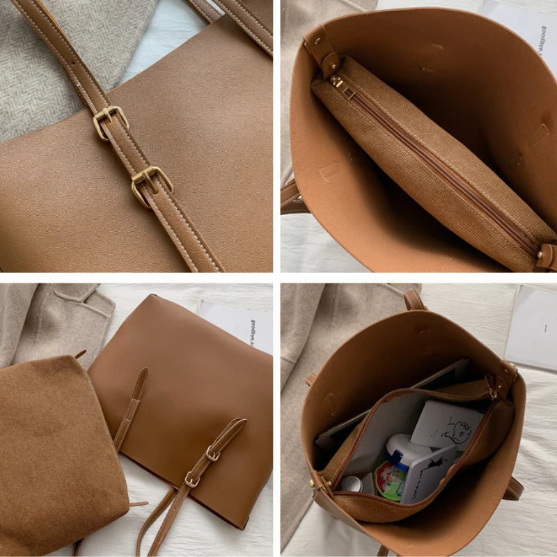 Large Capacity Shoulder Bags Women PU Leather Office Ladies Business Tote Bag