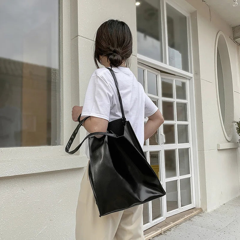 Large Capacity Shoulder Bags Women Soft PU Leather Totes Travel Handbags