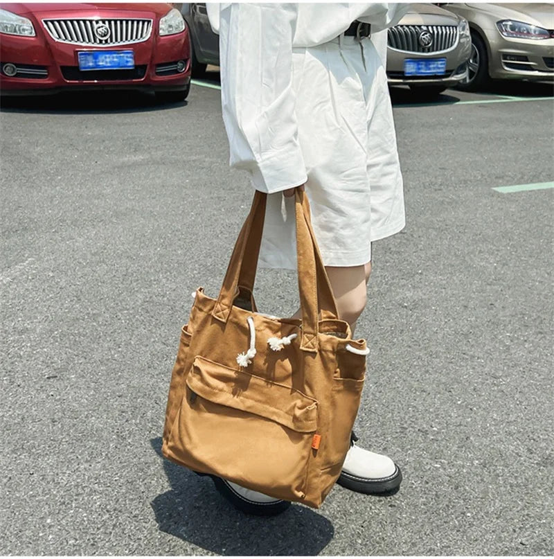 Canvas Casual Shoulder Bag Large Capacity Female Handbag Totes