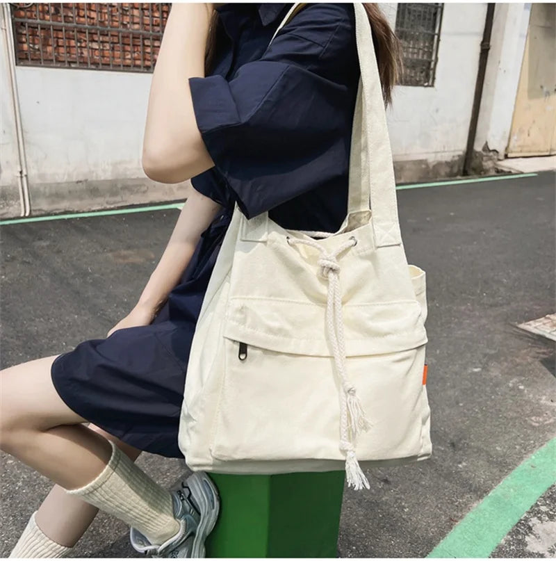 Canvas Casual Shoulder Bag Large Capacity Female Handbag Totes