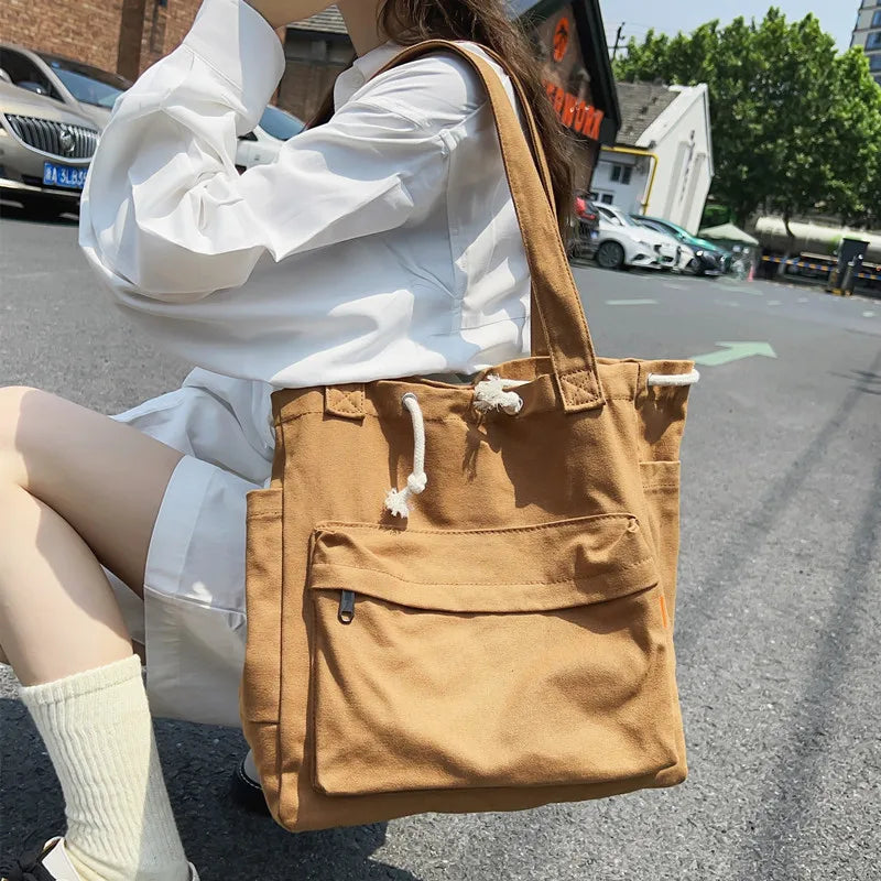Canvas Casual Shoulder Bag Large Capacity Female Handbag Totes