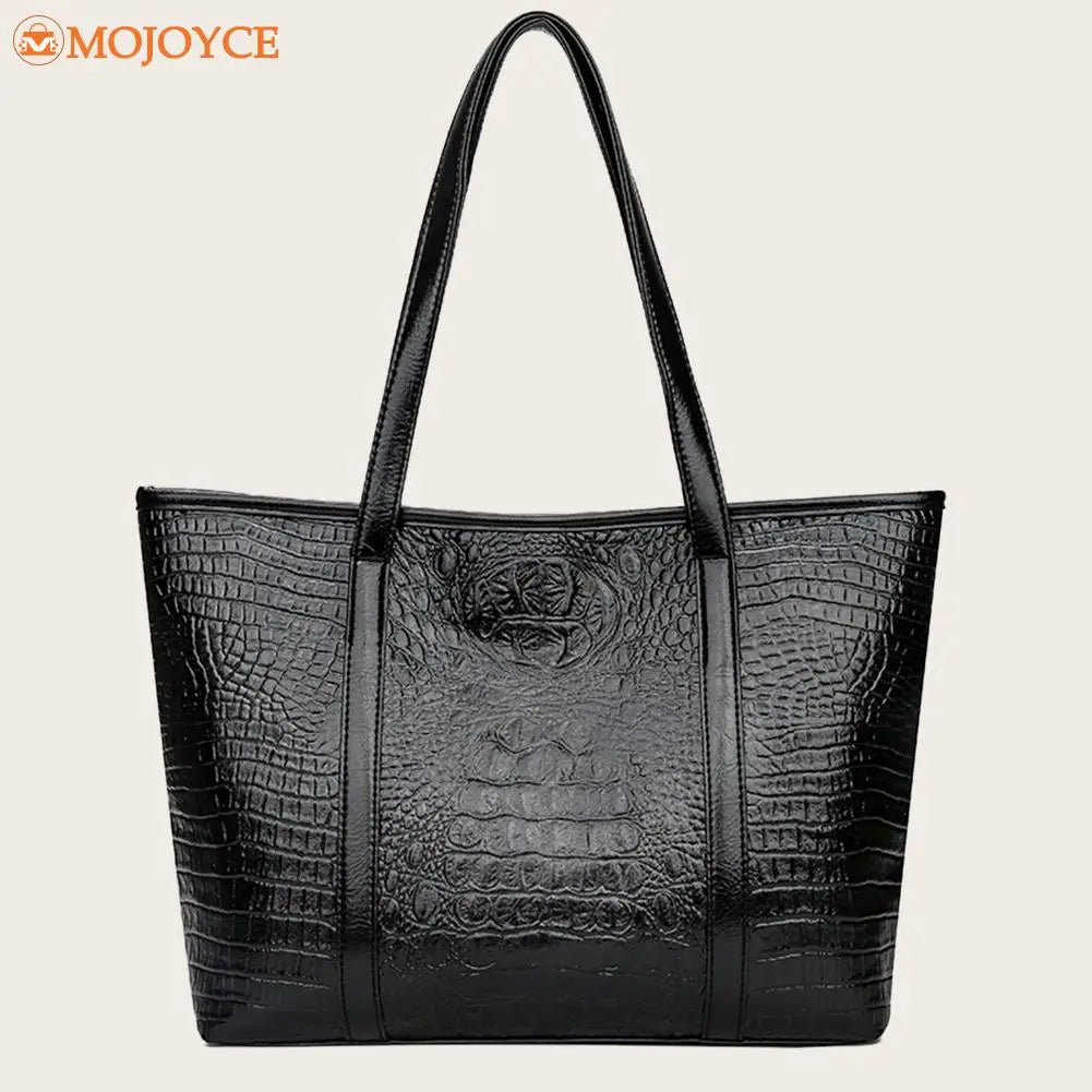 Crocodile Leather Shoulder Shopper Bag for Women