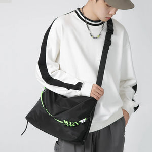 Large Capacity Shoulder Tote Bag Men Women Messenger Handbag Green Ribbon