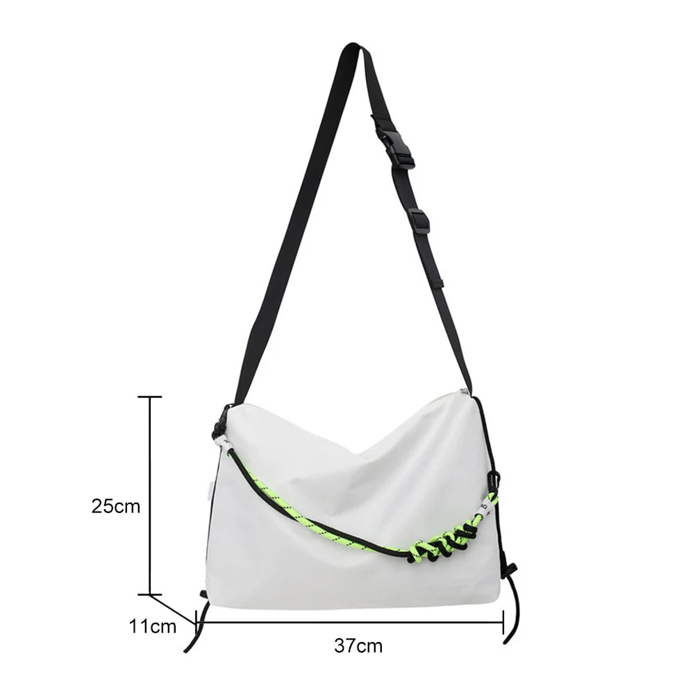 Large Capacity Shoulder Tote Bag Men Women Messenger Handbag Green Ribbon