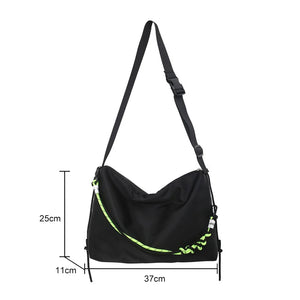 Large Capacity Shoulder Tote Bag Men Women Messenger Handbag Green Ribbon