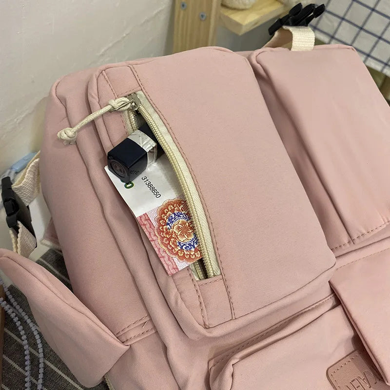 Large Capacity Solid Backpack Light Travel Bag Canvas Backpack Student