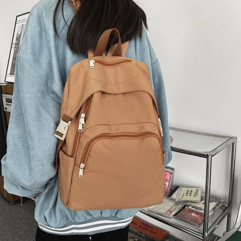 Large Capacity Solid Schoolbag College Student Backpack Female Japanese High