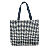 Large Capacity Houndstooth Tote Bag for Women Canvas Travel Shopper Handbag