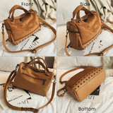 Large Capacity Tote Bags Women Top-Handle Shoulder Bags with Rivets High Leather