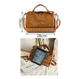 Large Capacity Tote Bags Women Top-Handle Shoulder Bags with Rivets High Leather
