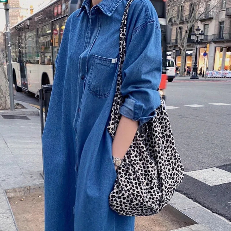 Leopard Pattern Eco Reusable Shopping Bag Canvas Shoulder Bags