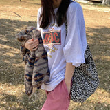 Leopard Pattern Eco Reusable Shopping Bag Canvas Shoulder Bags