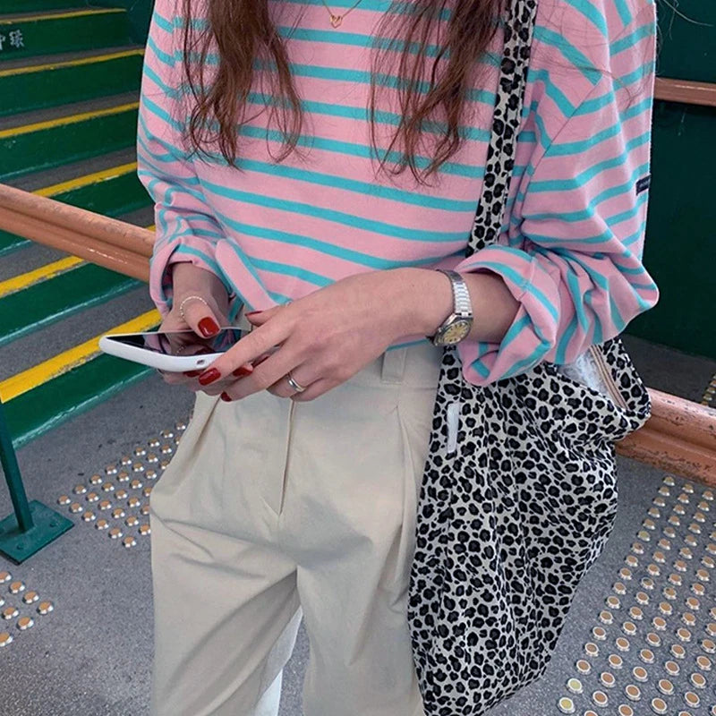 Leopard Pattern Eco Reusable Shopping Bag Canvas Shoulder Bags