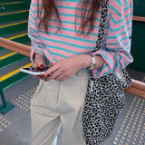 Leopard Pattern Eco Reusable Shopping Bag Canvas Shoulder Bags