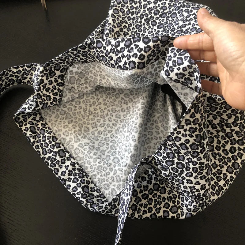 Leopard Pattern Eco Reusable Shopping Bag Canvas Shoulder Bags