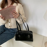 Large Capacity Women Shoulder Underarm Bag Solid PU Leather Ladies Portable Hand