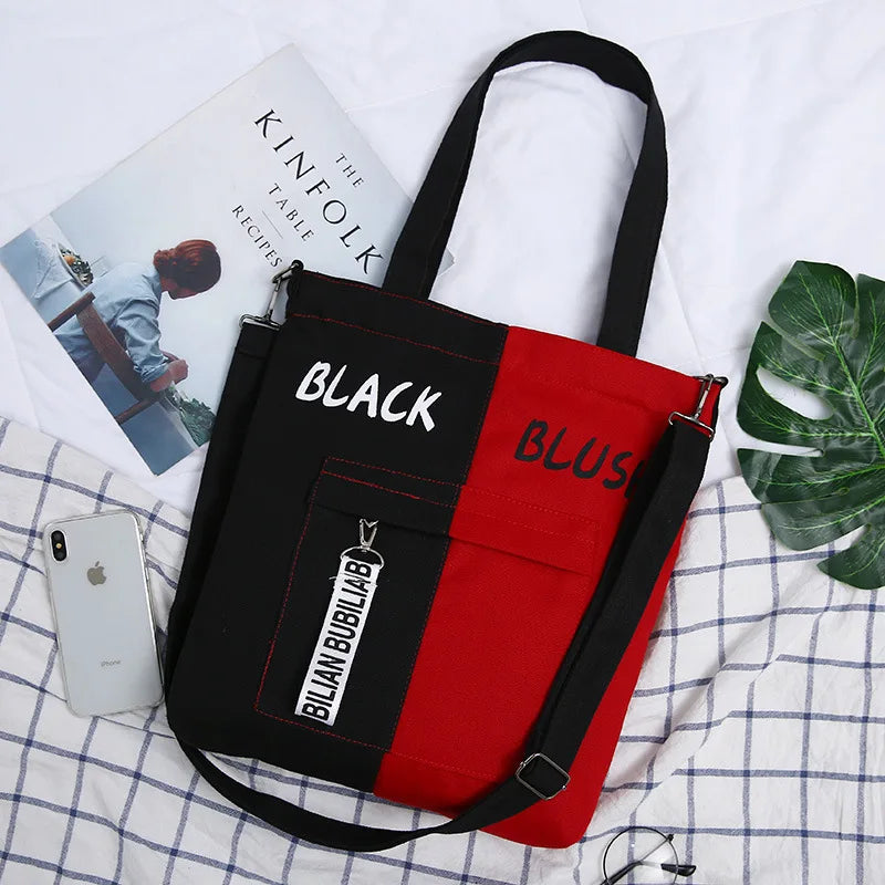 Large Capacity Women's Canvas Shoulder Bag Student Handbag School Bag