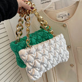 Women PU Leather Handbag Triangle Zipper Clutch Blue/Green Shoulder Bag