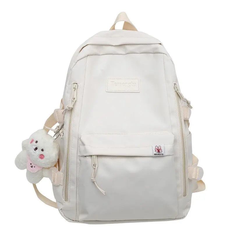 Large-Capacity Women Multi-Pocket Nylon Backpack for Junior High School