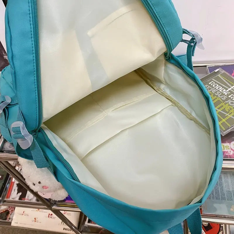 Large-Capacity Women Multi-Pocket Nylon Backpack for Junior High School