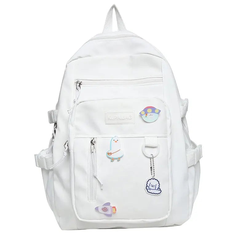 Women Multi-Pocket Nylon Backpack for School Laptop Book