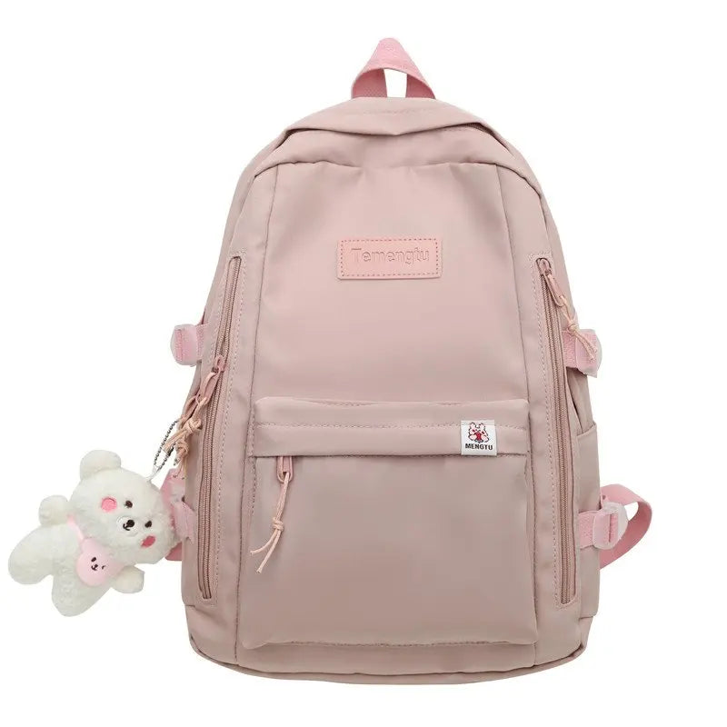 Large-Capacity Women Multi-Pocket Nylon Backpack for Junior High School