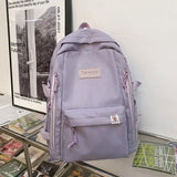 Large-Capacity Women Multi-Pocket Nylon Backpack for Junior High School