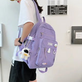 Women Multi-Pocket Nylon Backpack for School Laptop Book