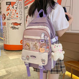 Large-capacity Women Multi-Pocket Nylon Backpack School Girl Laptop Book Bag
