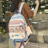Large-capacity Women Multi-Pocket Nylon Backpack School Girl Laptop Book Bag