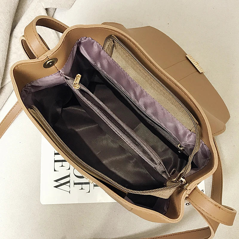 Large Capacity PU Women's Shoulder Bag - Winter Messenger Handbag