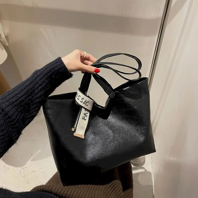 Silk Scarf Tote Bag Female Casual Shoulder Bag Underarm Big Bag Gothic