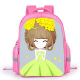 Pink Cartoon Girl Pattern School Bag Lightweight Breathable Backpack