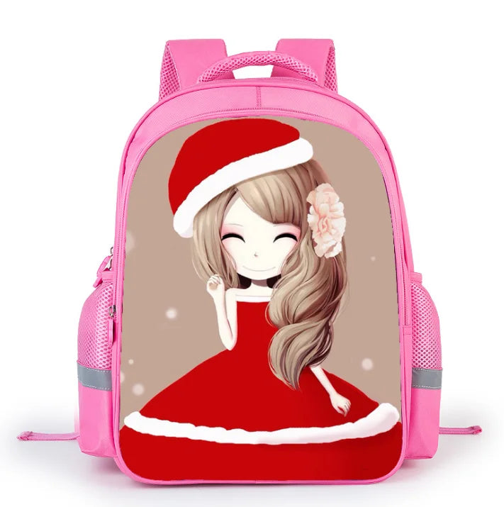 Pink Cartoon Girl Pattern School Bag Lightweight Breathable Backpack