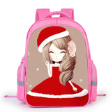 Pink Cartoon Girl Pattern School Bag Lightweight Breathable Backpack
