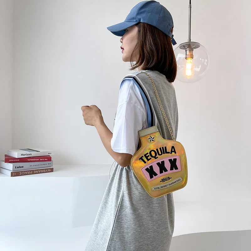 Laser Sequins Shoulder Bag for Women Chain Satchel
