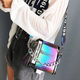 Laser Women Letter Shoulder Bag Handbag PU Messenger Bags For Lady Crossbody