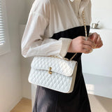 Lattice Pattern PU Shoulder Messenger Bag Women Chain Handbag