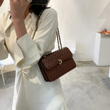Lattice Pattern PU Shoulder Messenger Bag Women Chain Handbag