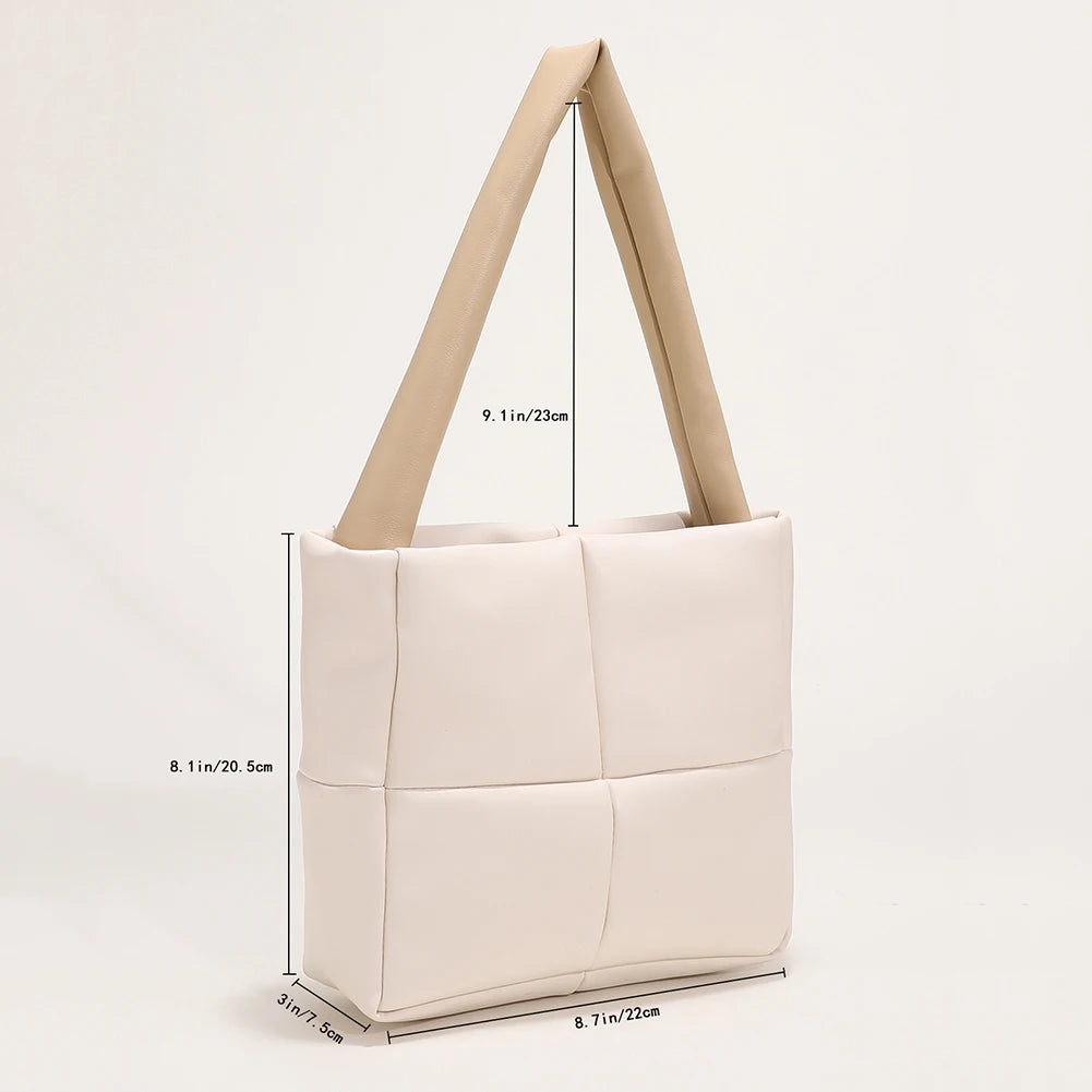 Quilted Lattice Pattern Handbag for Women, Underarm Nylon Bag