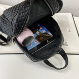 Lattice Pattern Women Backpacks Soft Pu Leather Travel Bags Multi-Pockets