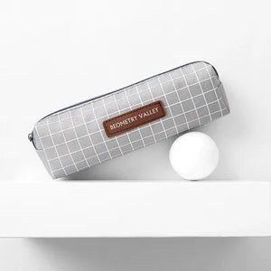 Cartoon Lattice Pencil Case High Capacity Bag