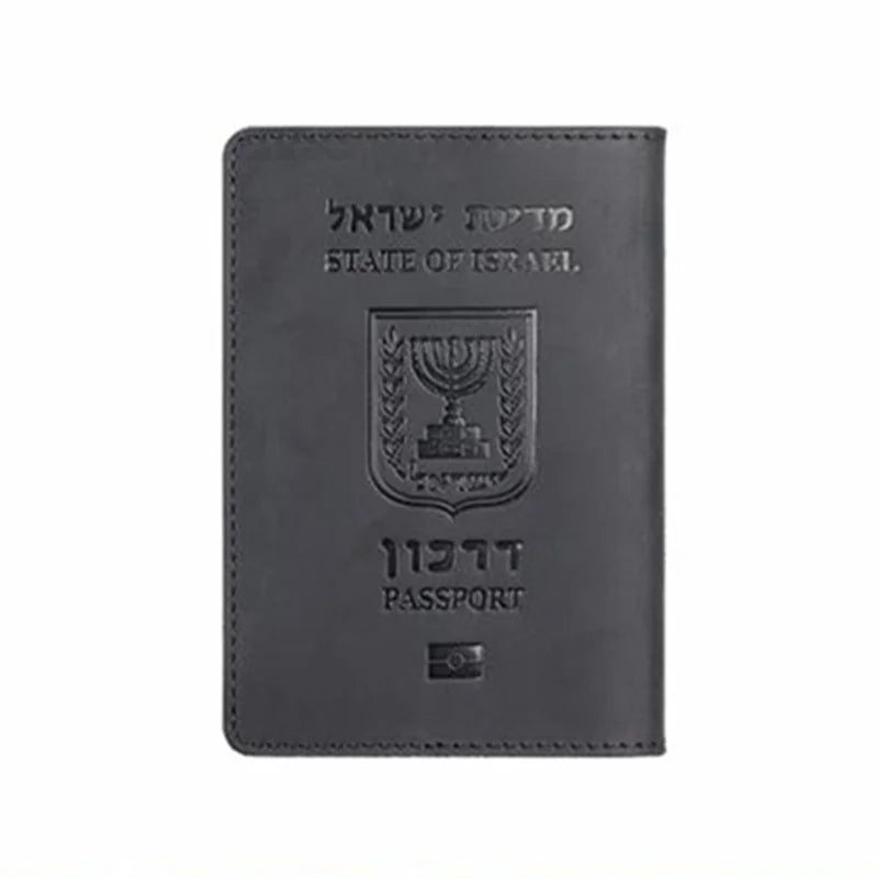 Leather Israeli Passport Cover Menorah Case Travel Wallet