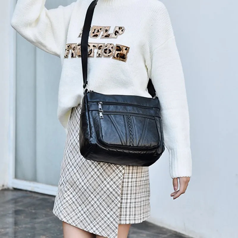 Women's Sheepskin Leather Bag Soft Messenger Shoulder All-match Ladies Bag