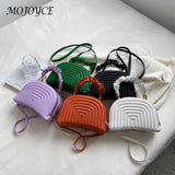 Leather Shoulder Handbag Women Semicircle Pleated Niche Crossbody Bag