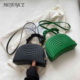 Leather Shoulder Handbag Women Semicircle Pleated Niche Crossbody Bag